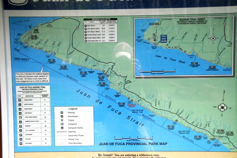 Juan de Fuca Wanderkarte